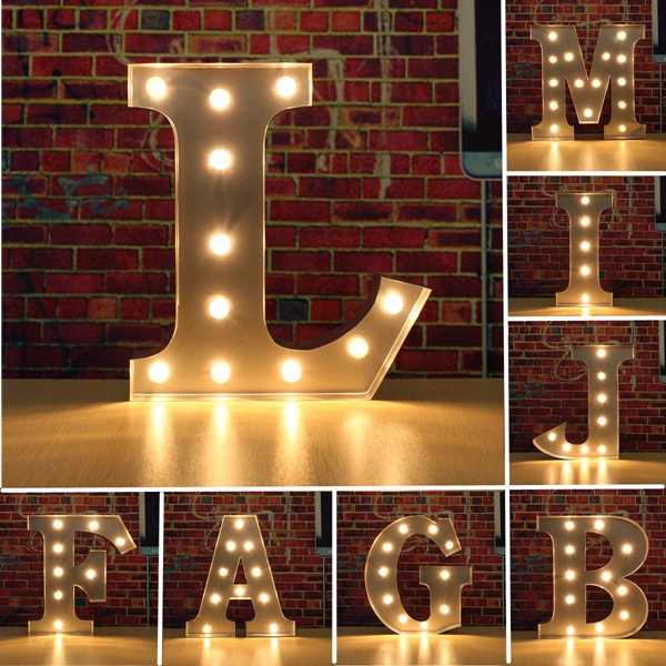 

Vintage Metal LED Light DIY Letter A to M Sign Carnival Wall Marquee Decoration
