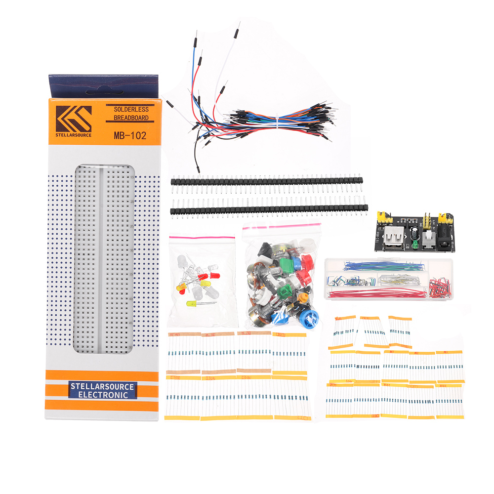 Generic Parts Package Kit + 3.3V/5V Power Module+MB-102 830 Points Breadboard +65 Flexible Cables+ Jumper Wire Box Without Case 1