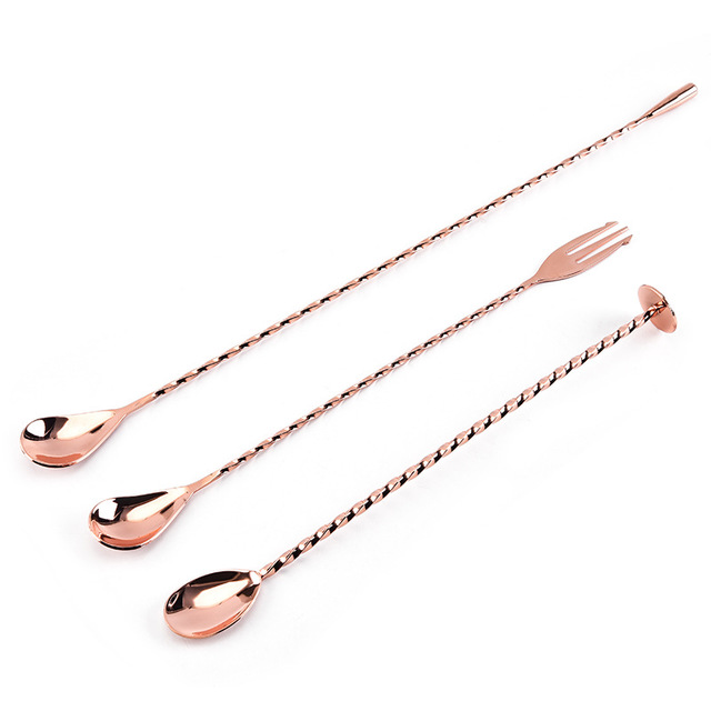 

Creative Stainless Steel Bartender Rose Gold Chicken Tail Stir Bar Bar Spoon Long Spoon Cold Drink Spoon