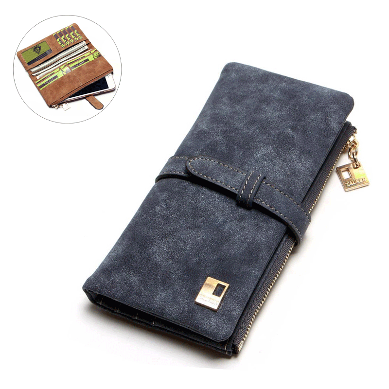 

IPRee® Vintage PU Leather Long Wallet Two Fold Billfold Pocket ID Credit Card Holder Coin Purse Men Women