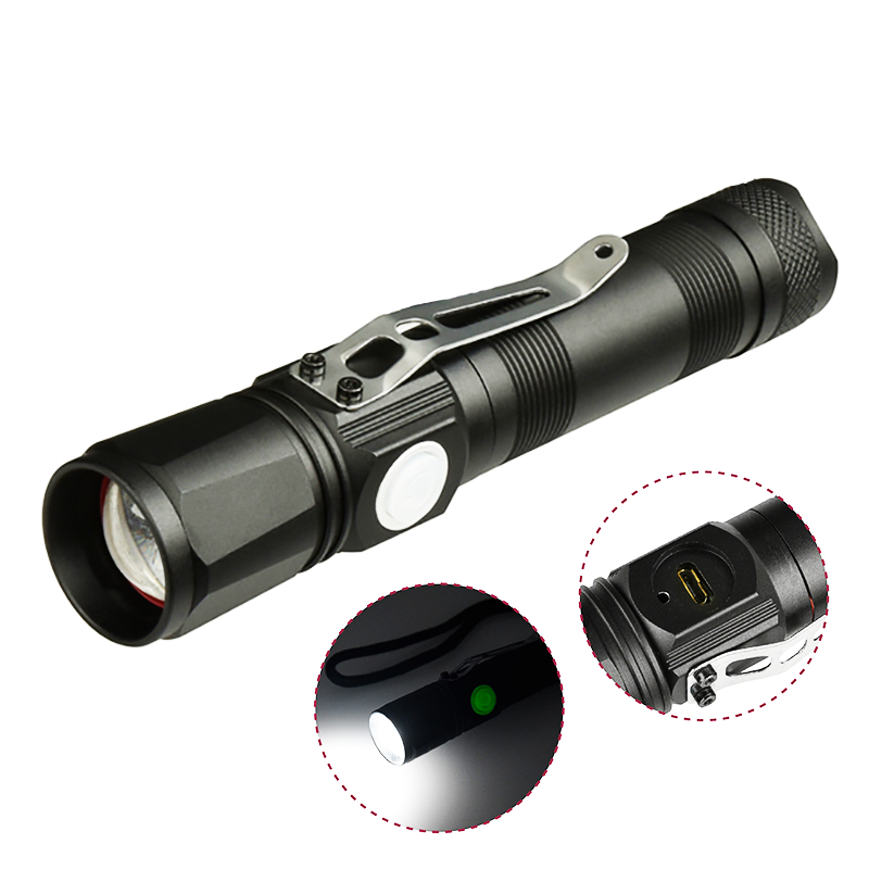 

XANES 1509 T6 1200Lumens 3Modes Zoomable USB Rechargeable Brightness Long-rang LED Flashlight