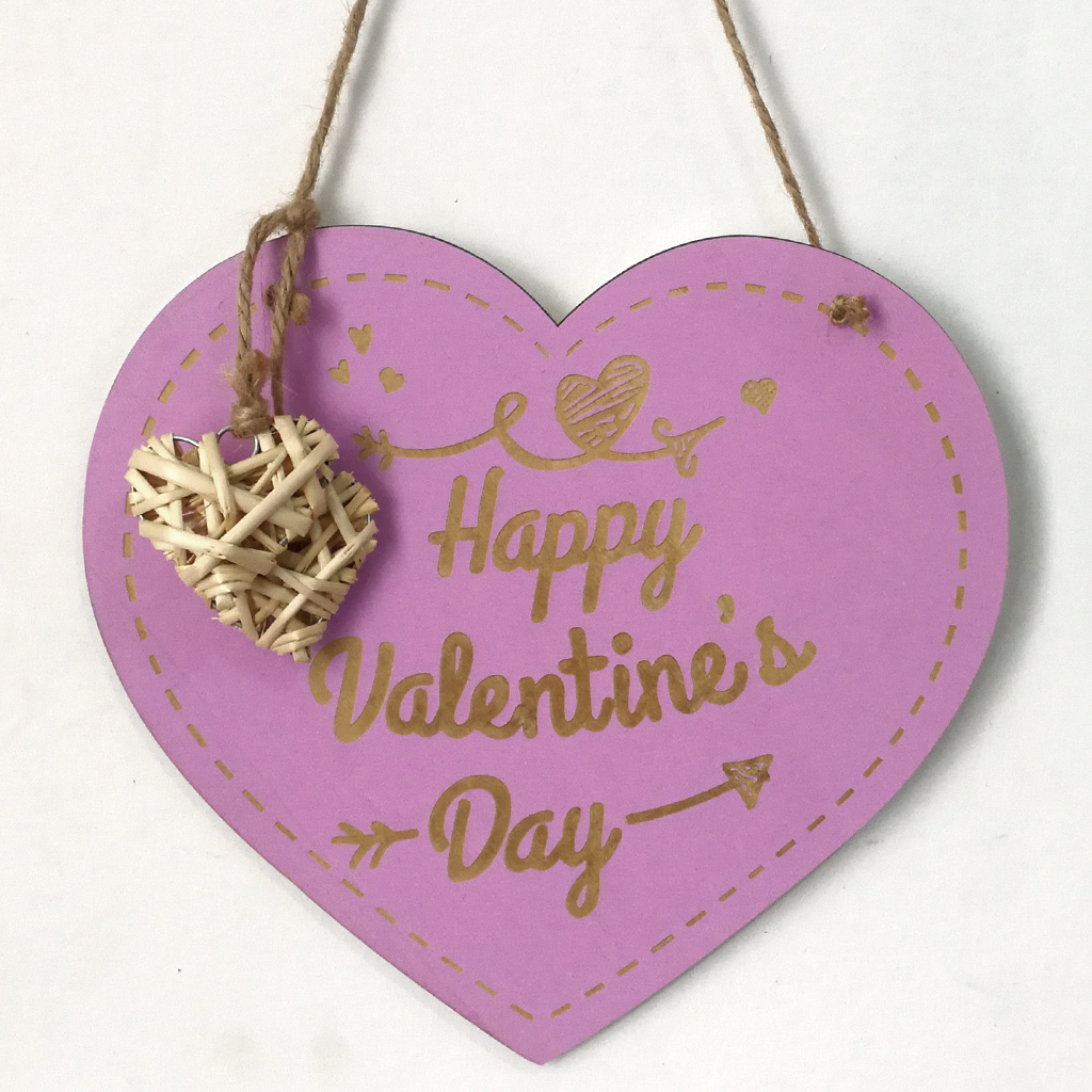 Valentine's Day Laser Engraving Wood Heart Door Decor Wall Hanging Sign Craft Ornaments Party Decorations 7