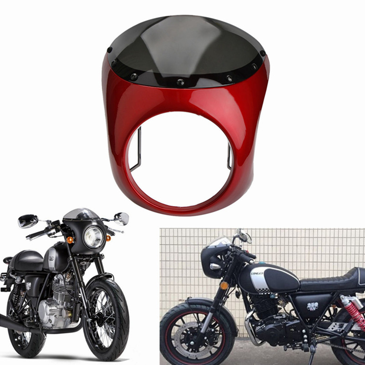 

7inch мотоцикл Retro Cafe Racer Handlebar Обтекатель ветрового стекла и крепления для Harley