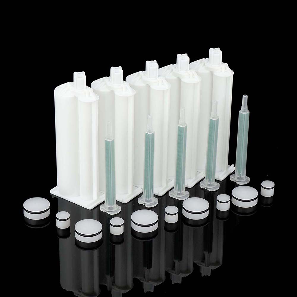 

5Pcs/set 50ml 4:1 AB Glue Tube Dual Glue Cartridge Two Component Dispenser Tube with Mixing Tube Mixing Syringe for Industrial Glue Applicator