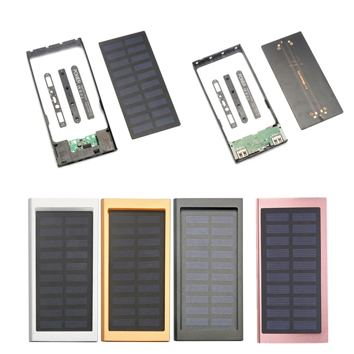 

10000mAh Portable Solar Power Bank Dual USB Fast Charger DIY Case For Mobile Phone