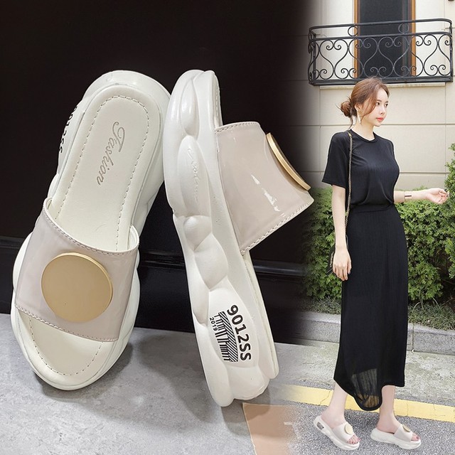 

Thick-bottomed Muffin Sandals Female New Open Toe Student Casual Sports Beach Shoes Sandals And Slippers Women's Tide
