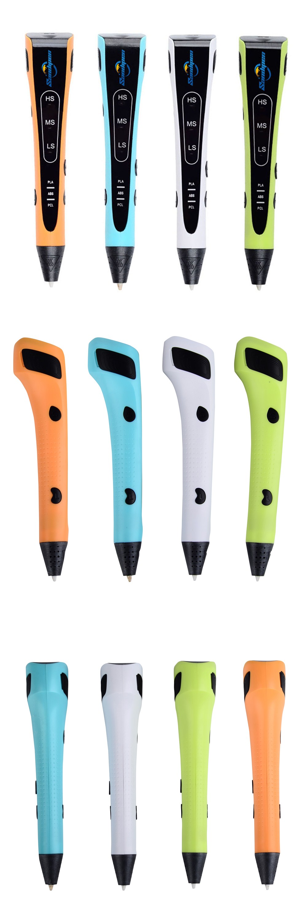 Orange/Blue/Green/White110-240V 3D Printing Pen for ABS/PLA/PCL Filament Support Adjustable Speed 24