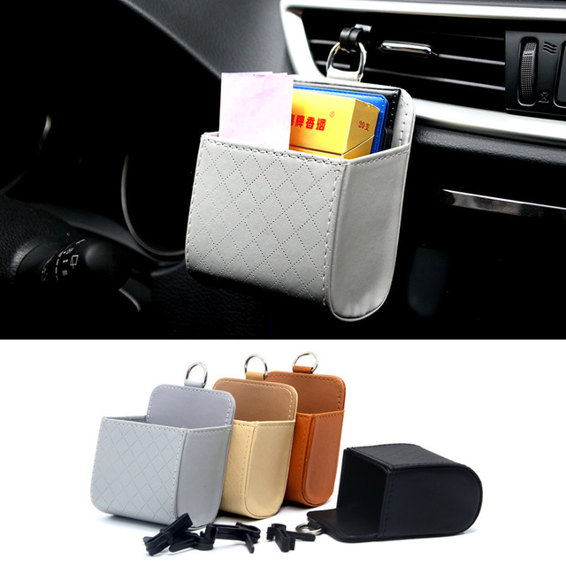 

Car Car Air Conditioning Air Outlet Multi-function Storage Compartment Leather Storage Bag