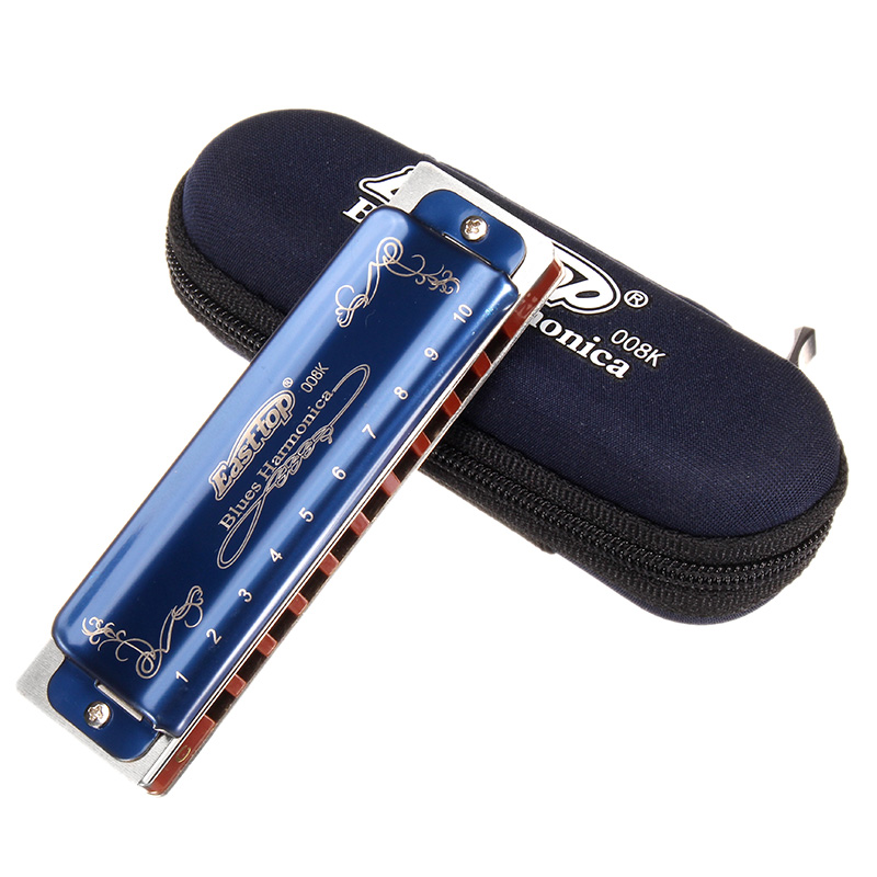 

Easttop T008K 10 Hole Blues Harmonica Tone C Blue Color For Beginner