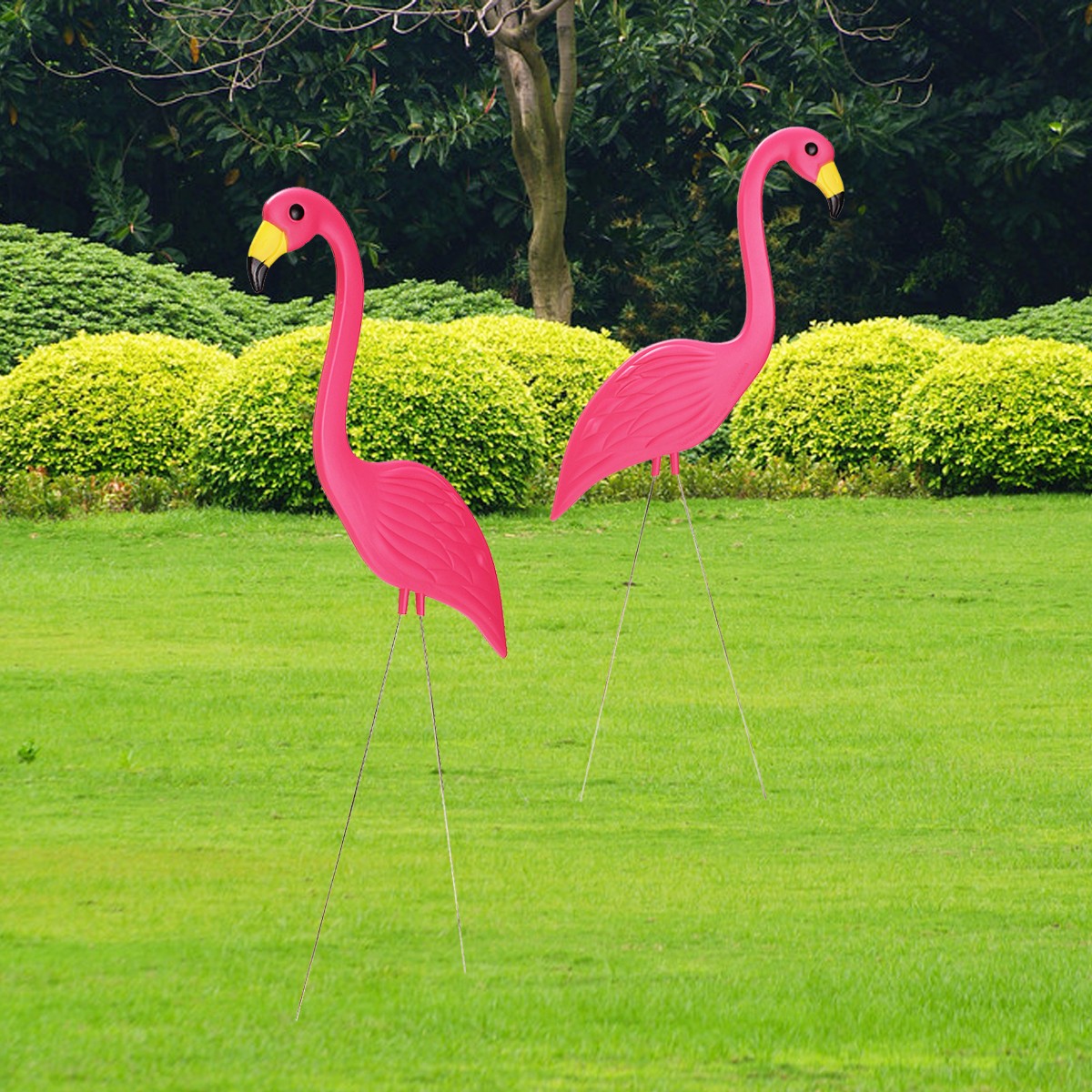 2PCS 90CM Pink Flamingos Plastic Yard Garden Decorations Lawn Art Ornaments Retro Statue 1