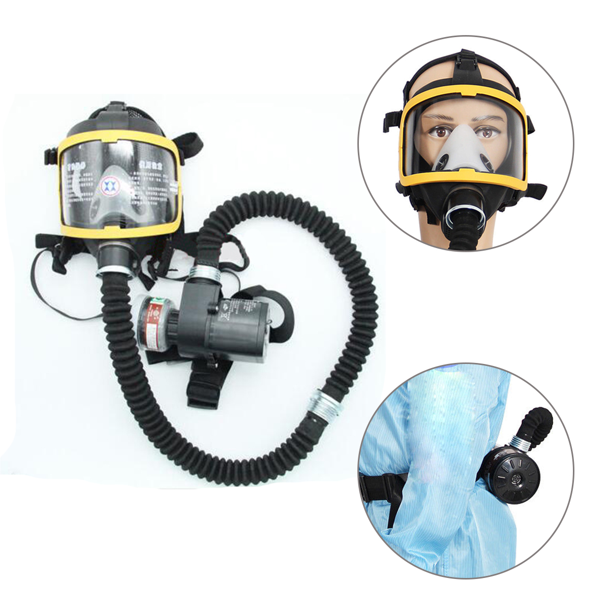 

Electric Supplied Air Fed Full Face Gas Mask Constant Flow Respirator System