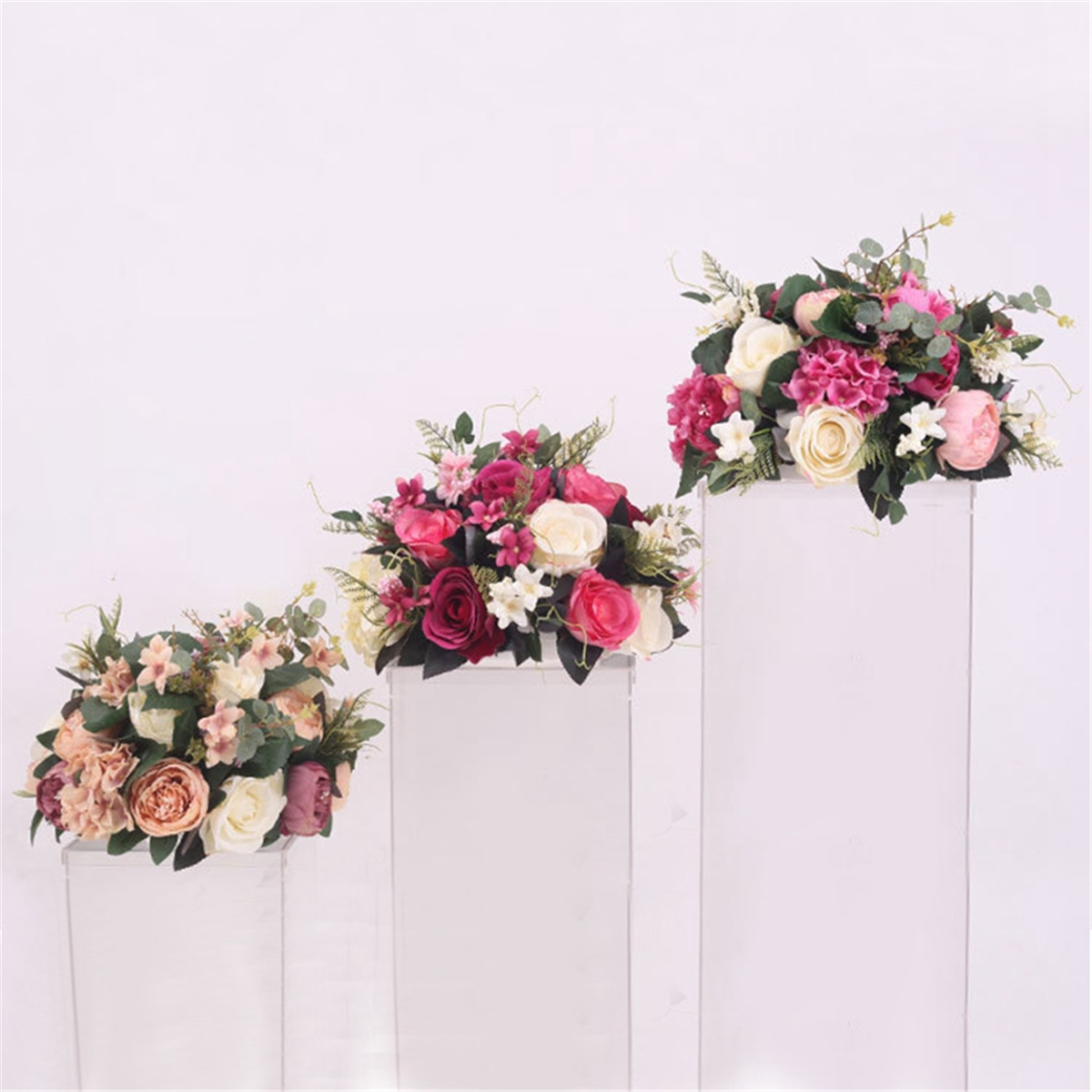 

38cm Silk Rose Peony Artificial Flower T Station Stand Backdrop Wedding Decor Supplies