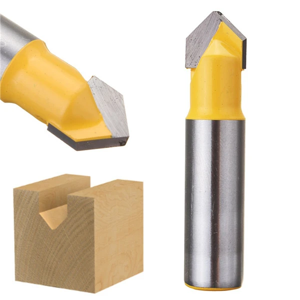 1/2 Inch Shank V Groove Router Bit Carbide Alloy Coated Wood Working Cutter