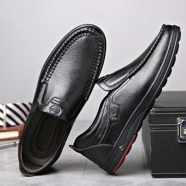 Mens Leather Soft Insole Casual Business Slip On Loafers