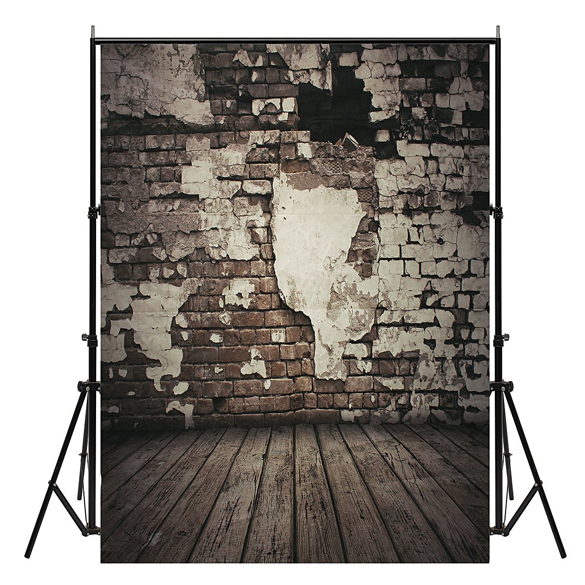 

5x7FT Vinyl Black Brick Wall Wood Floor Photography Backdrop Background Studio Prop