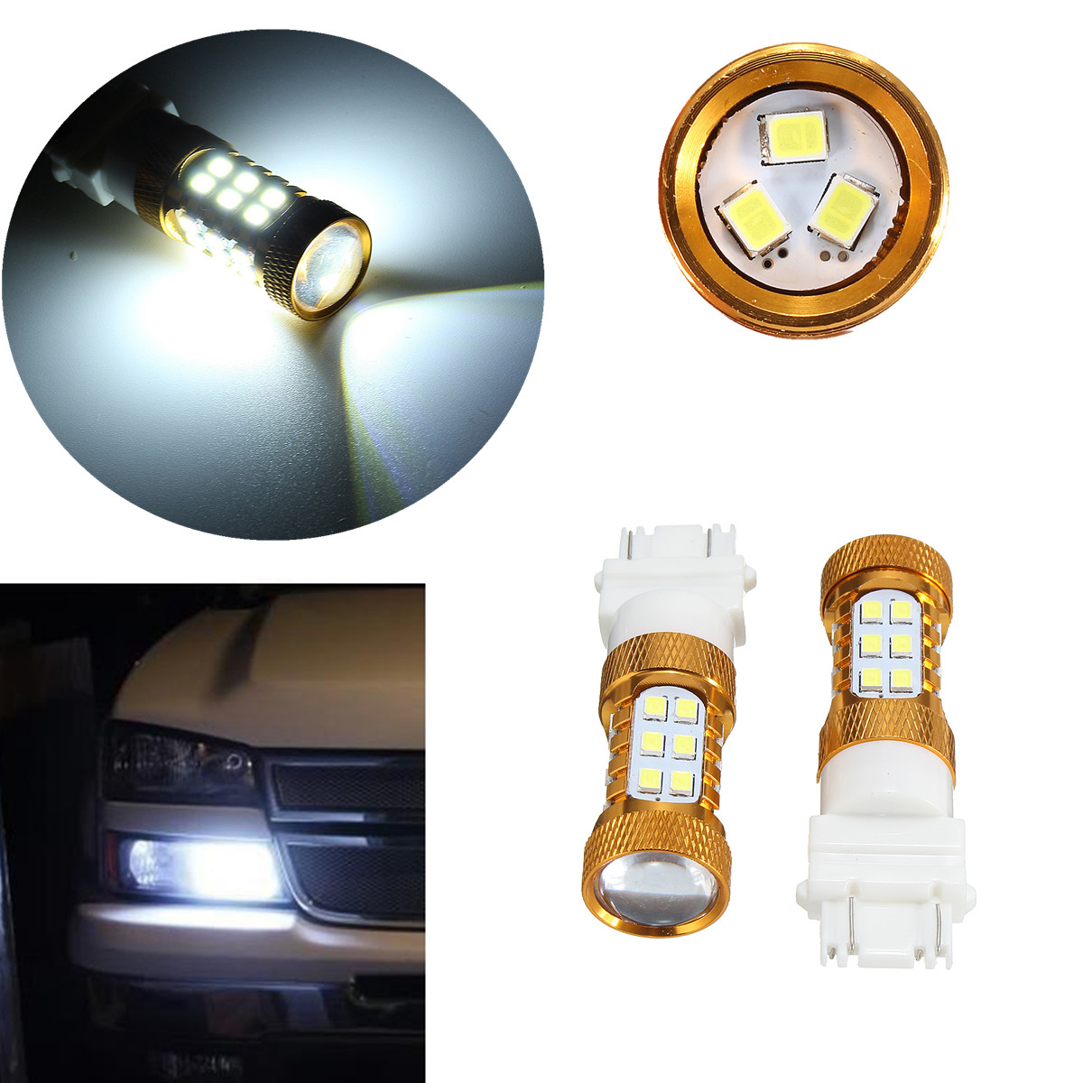 

HID White 27-3528-SMD LED Авто DRL Лампы дневного света 3156 3157 4114 4157