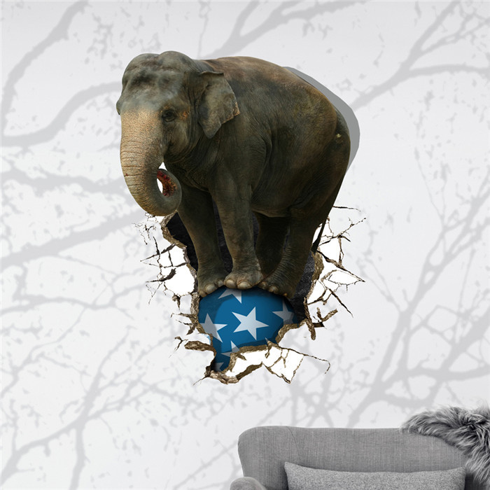 

Elephant Ball 3D Wall Decal PAG STICKER Removable Wall Art Animal Stickers Home Decor Gift