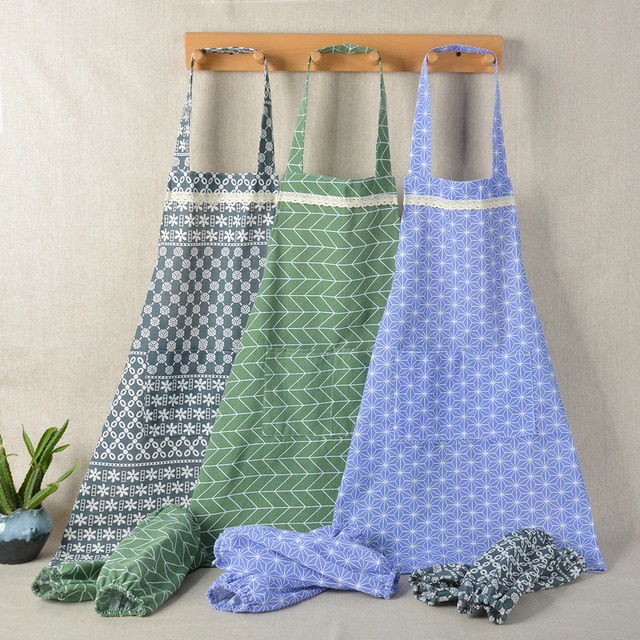 

Green Tree Pattern Cotton And Linen Apron Fashion Simple Oil-proof Cooking Waist Waist Kitchen Adult Sleeveless Home Gown