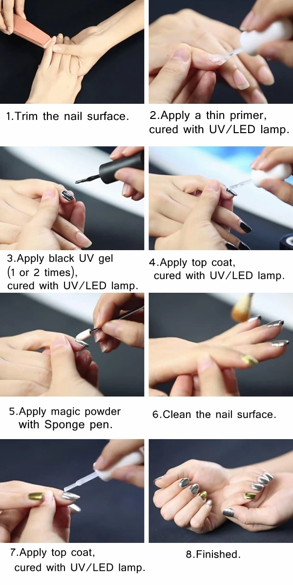 Holographic Laser Nail Art Powder Holo  Effect DIY Powders Silver Pigment Hologram Rainbow