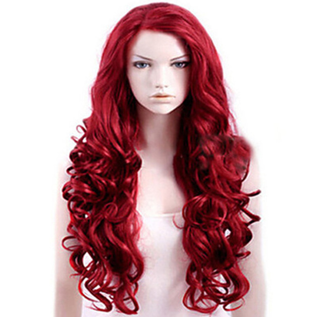 

Jujube Red Side Points Long Roll Big Wave Wig