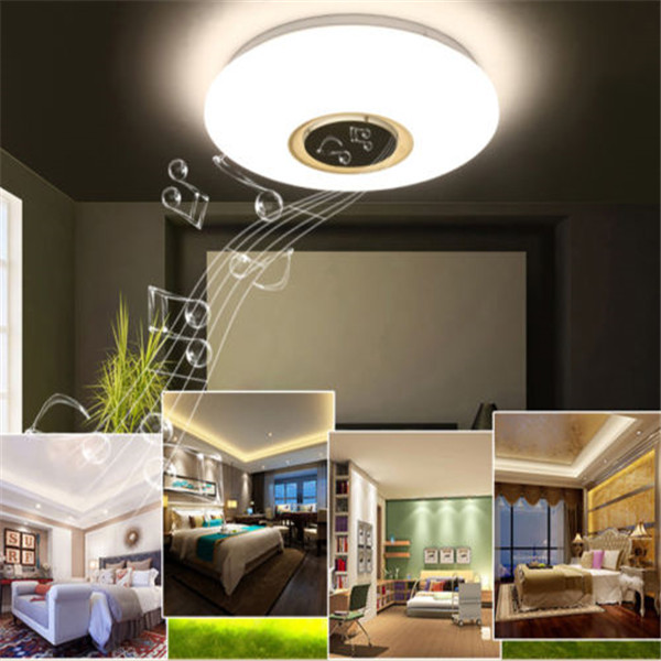 

24W Modern Flush Mount LED Ceiling Light Indoor Lamp Fixture with Music bluetooth Speaker AC85-265V
