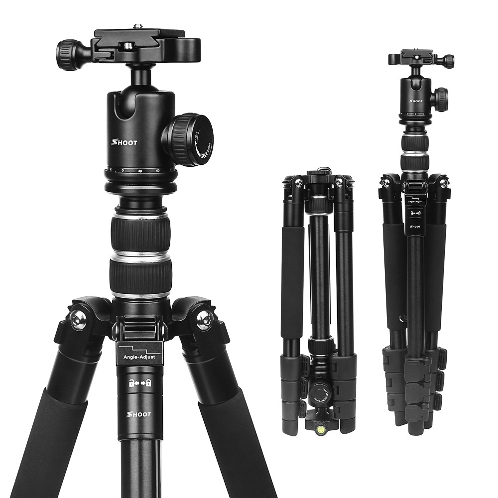 

SHOOT XTGP438 Aluminum Alloy 4-Sections Camera Tripod for Canon for Nikon DSLR Stand With Ball Head 10kg Max Load 1.4m M