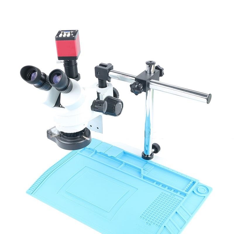 

Simul-focal Continuous Zoom 7~45X Trinocular Stereo Microscope+HD/VGA Microscope Camera+56 LED Light+Universal Bracket+ Mat