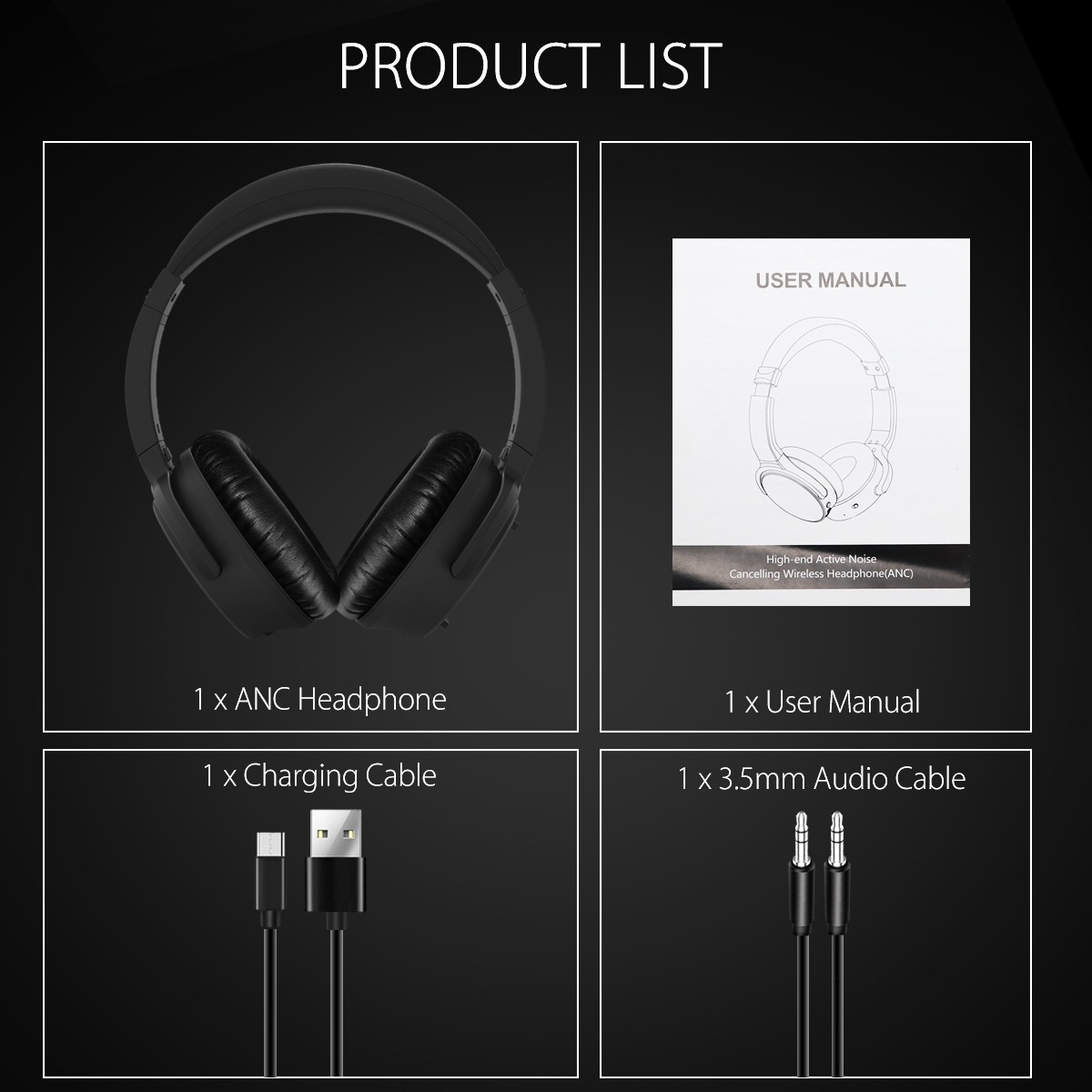 Active Noise Cancelling bluetooth Headphone With HD Mic Flexible Handsfree Binaural Call Wired Headset