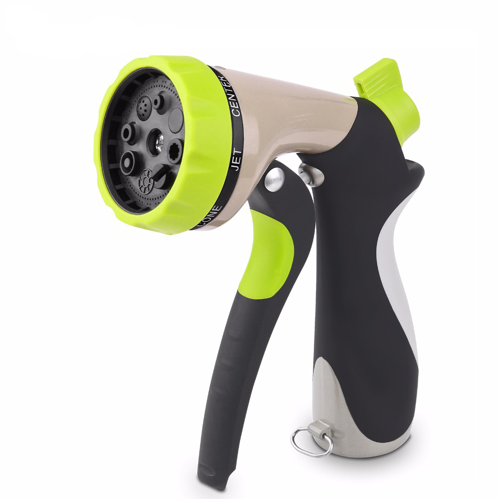 

Garden Hose Nozzle Hand Sprayer 8 Pattern Adjustable Heavy Duty Metal Slip Resistant Car Wash Nozzle