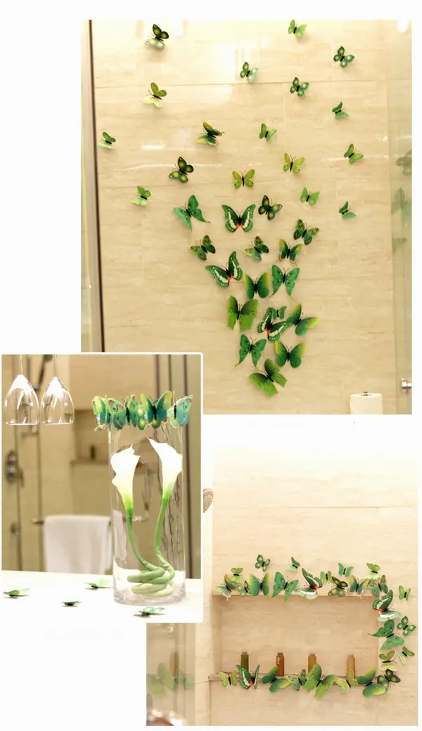 12 Pcs PVC Butterfly Double-Deck 3D Wall Stickers Home Decor Adhesive Wall Decoration