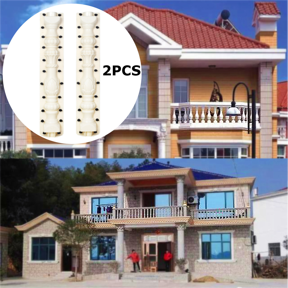 2Pcs 80CM PVC Plastic Garden Fence Mould Balustrades Mold Concrete Plaster Cement 8