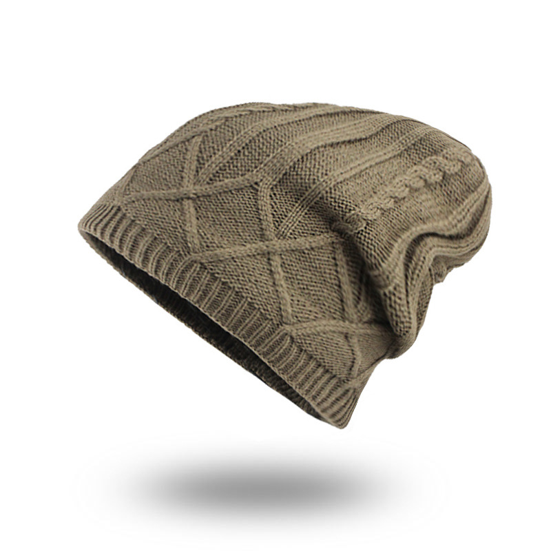 

Mens Unisex Winter Plus Velvet Warm Slouchy Knit Beanie Hat Casual Plus Size Earmuffs Skull Cap
