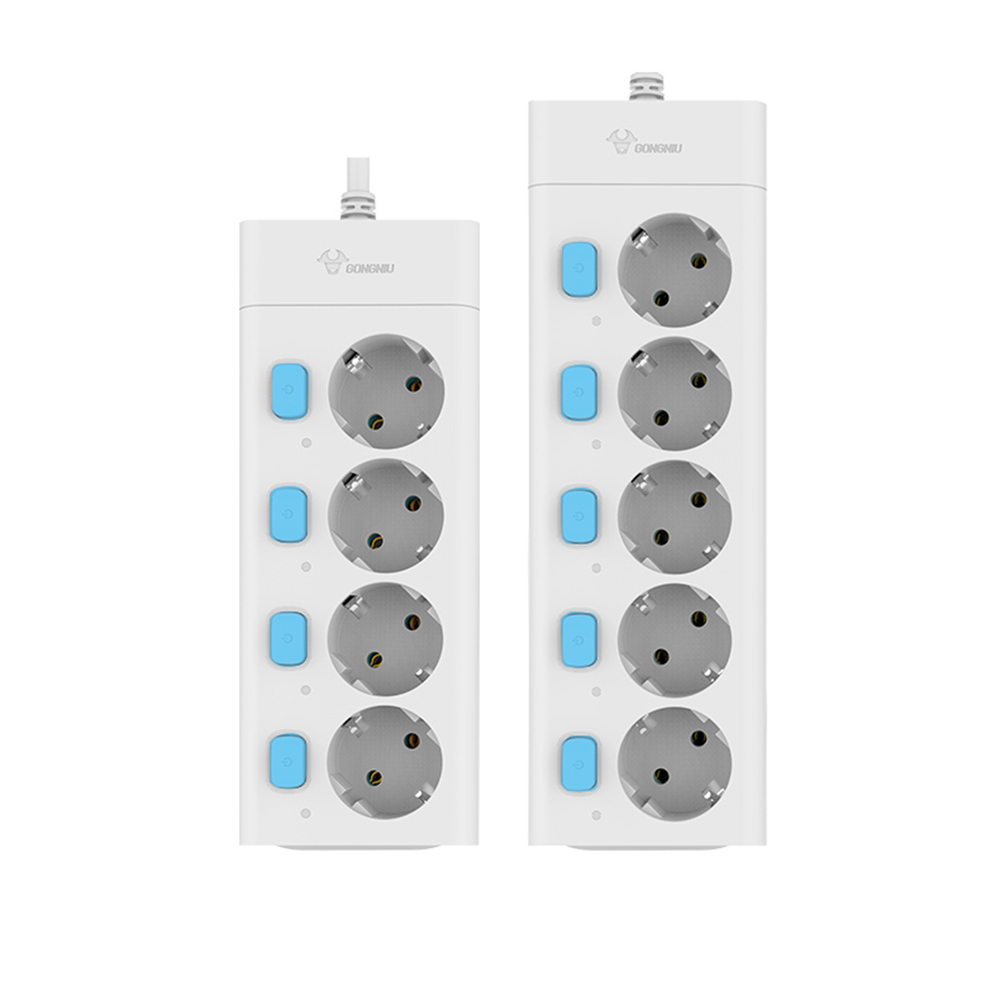 

BULL 16A 4/5 Way Independent Switch AC Universal Outlets Plug Home Socket EU Plug Power Strip Overload Protection Extension Cord