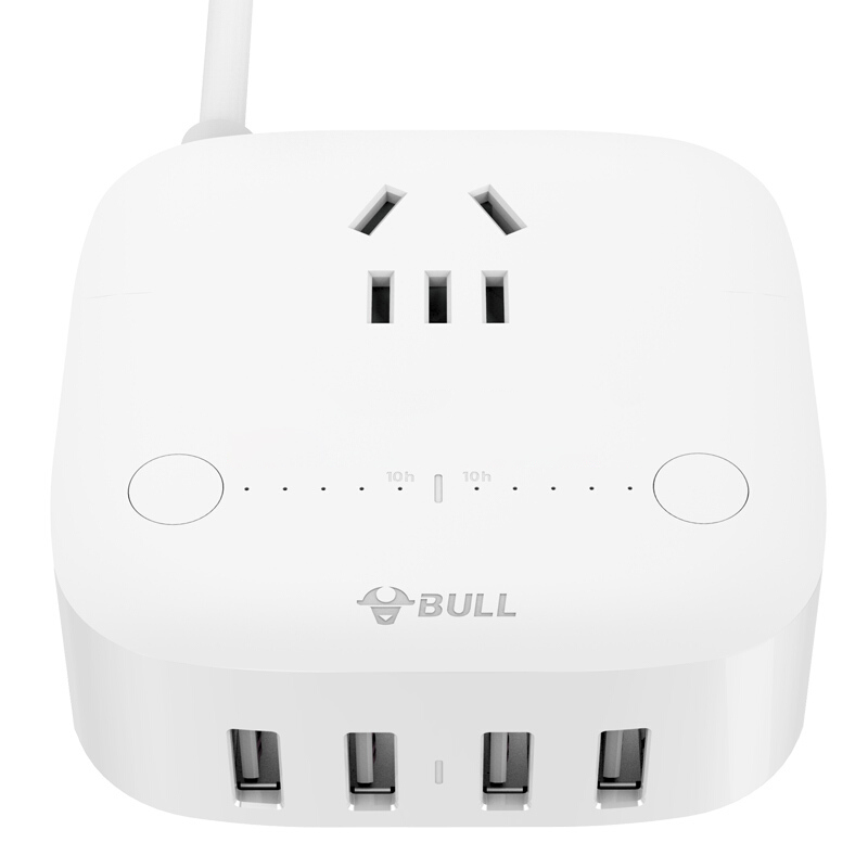 

BULL GN-U201T Portable 4 USB Ports 1 Outlet Overcharge Resistant USB Charging Station Timing Charger Power Strip
