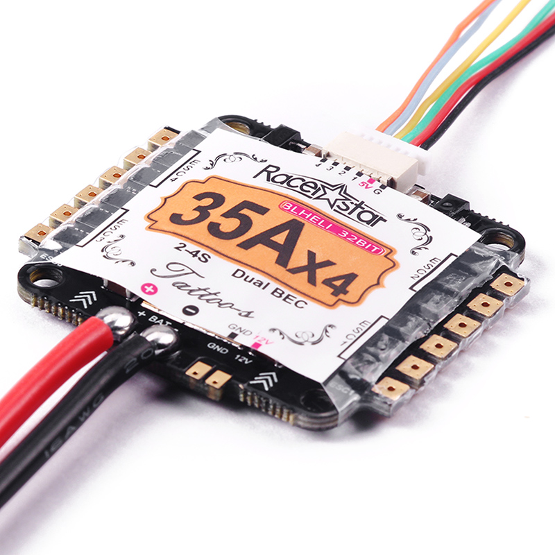 

Racerstar Tattoo_S 35A 4 In 1 2-4S STM32F051/ARM Blheli_32 Dshot1200 Ready Dual BEC ESC for RC Drone Racing