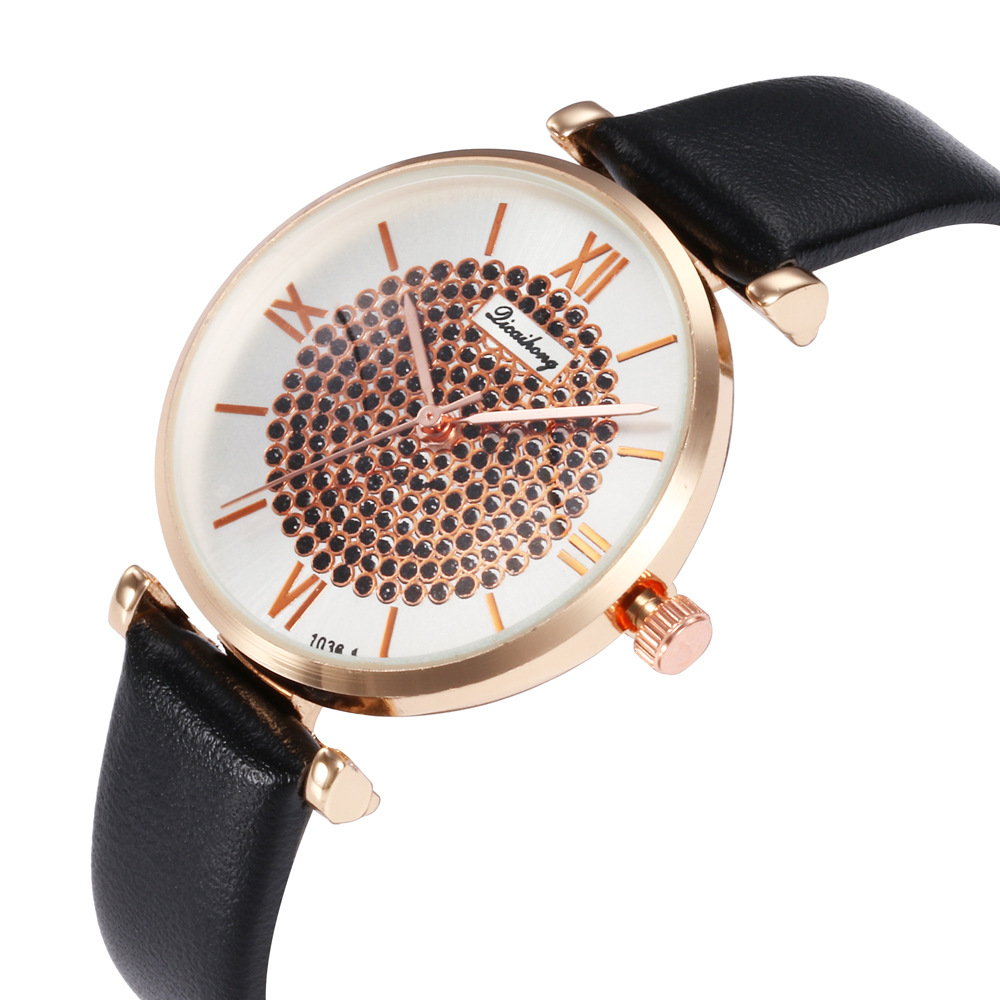 

Римский номер Deffrun Crystal Elegant Дизайн Женские часы из кожи Стандарты Кварцевые часы