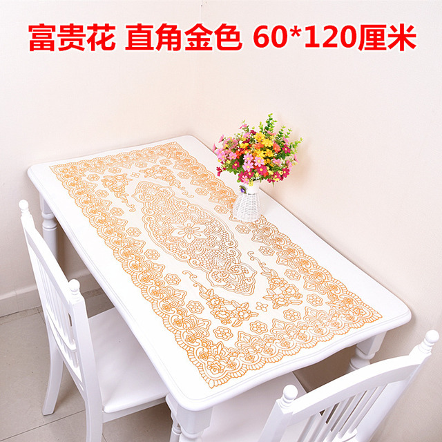 

Bronzing Tablecloth Pvc Coffee Table Mat Waterproof Anti-scalding Oil-proof Rectangular European Simple Disposable Plastic Table Table Cloth