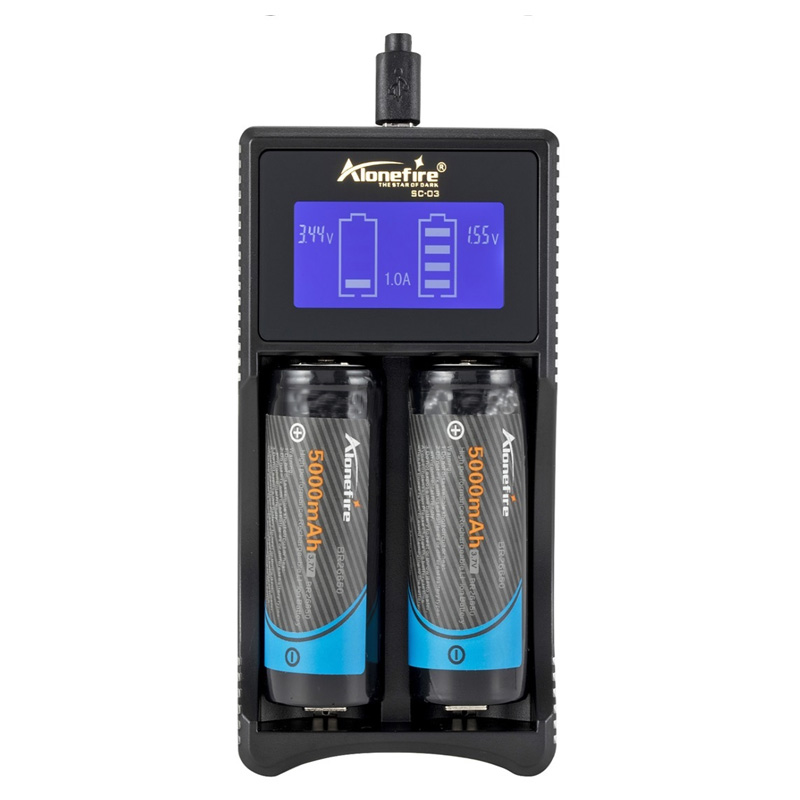 

AloneFire SC-03 Smart Battery Charger Li-ion Ni-MH Ni-Cd 26650 18650 14500 16340 18350 17500 AAA AA Battery Charger