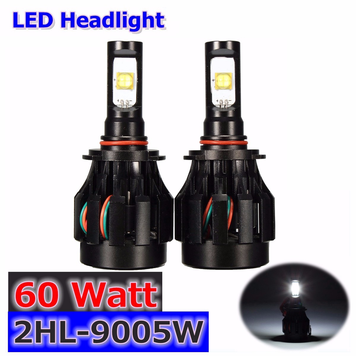 7000lm 60w h8 / H9 / H11 / H13 / 9005/9006/9007 LED Lampes de phares hi / ampoules de faisceau lo