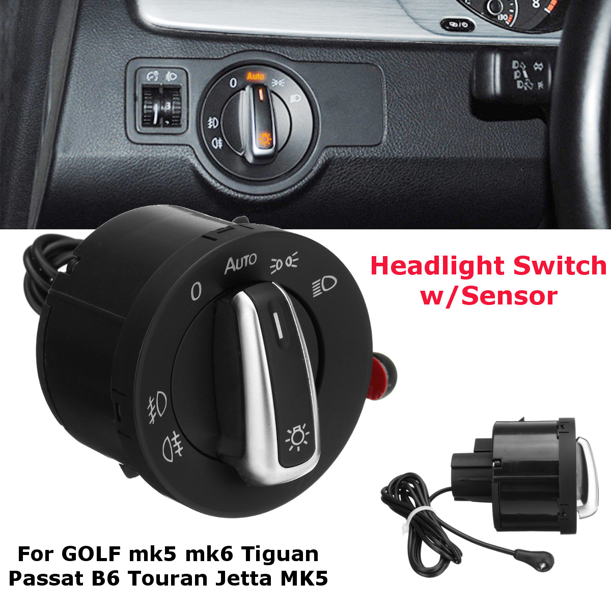 Auto head headlight switch light sensor for vw golf 5 6