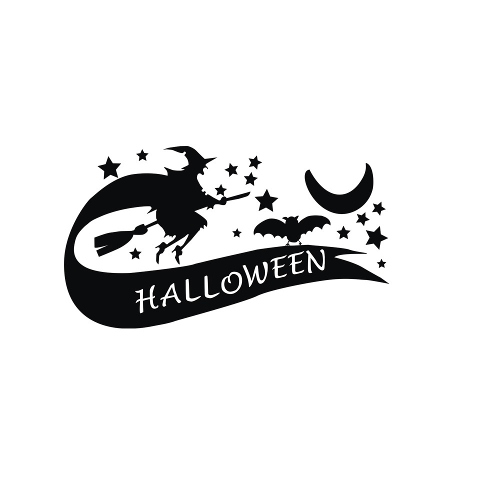 

Creative PVC Halloween Witch Wall Sticker DIY PVC Halloween Quote Moon and Stars Waterproof Stickers Wall Decals Vintage Poster Background Decorative Removable Wallpapers
