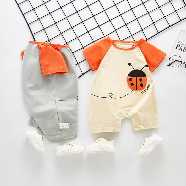 

Baby Onesies Ice Silk Одежда с короткими рукавами Халат Мужчин и Женское Детские Половина рукава с открытым верхом Ползунки для новорожденных Одежд