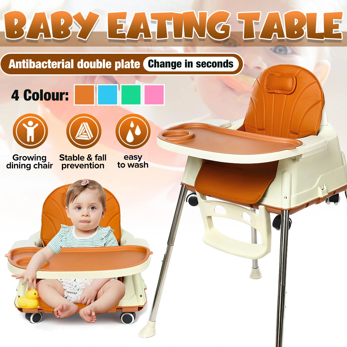 Στα 49,97€ από αποθήκη Τσεχίας | Children’s Dining Chair Baby Eating Table BB Plastic Multifunctional Dining Chair Men and Women Baby Game Dining Chair Pulley Game Chair