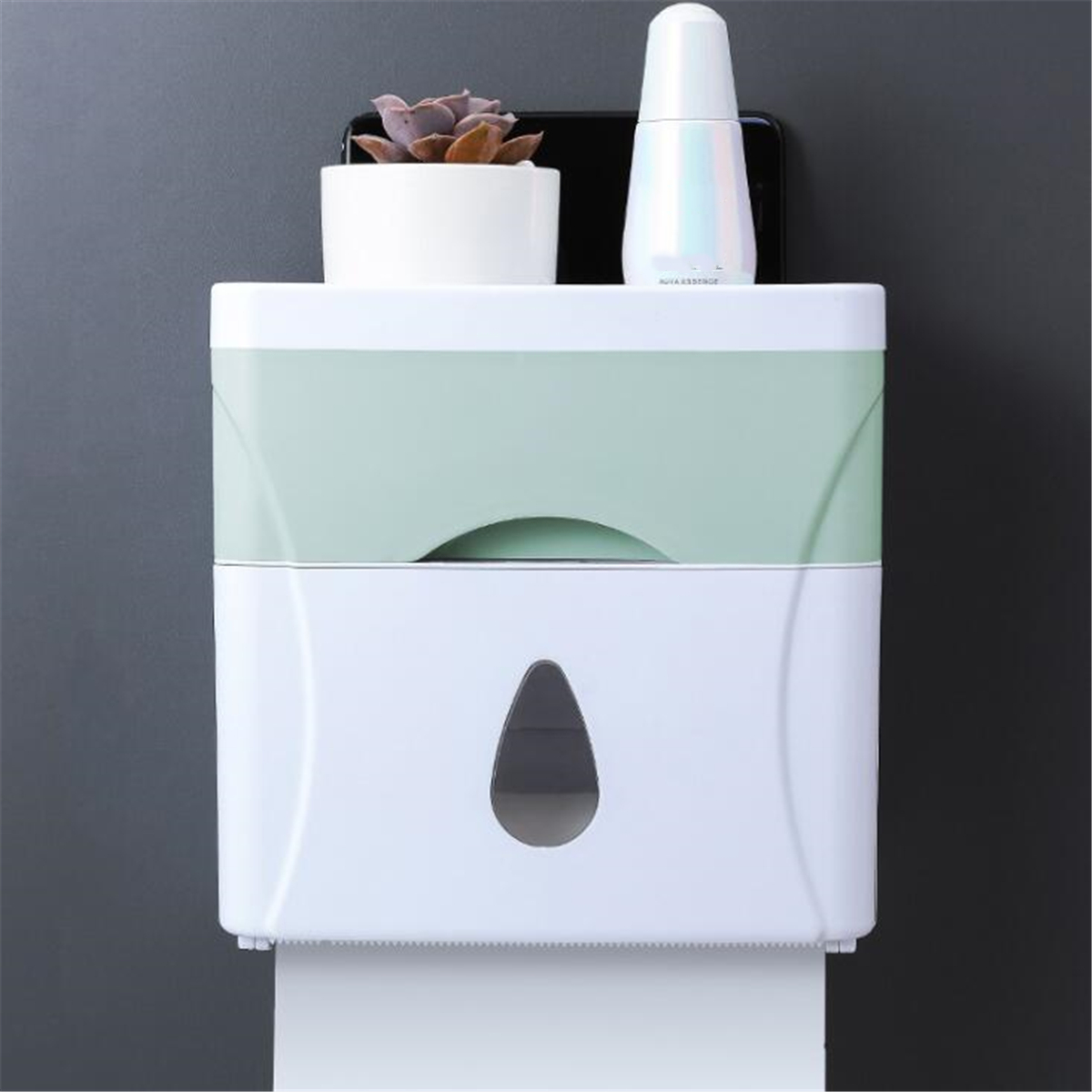 

21.5*11.9*13.3cm Creative Plastic Bath Wall Mounted Paper Shelf Holder Storage Box Toilet Tissue Dispenser