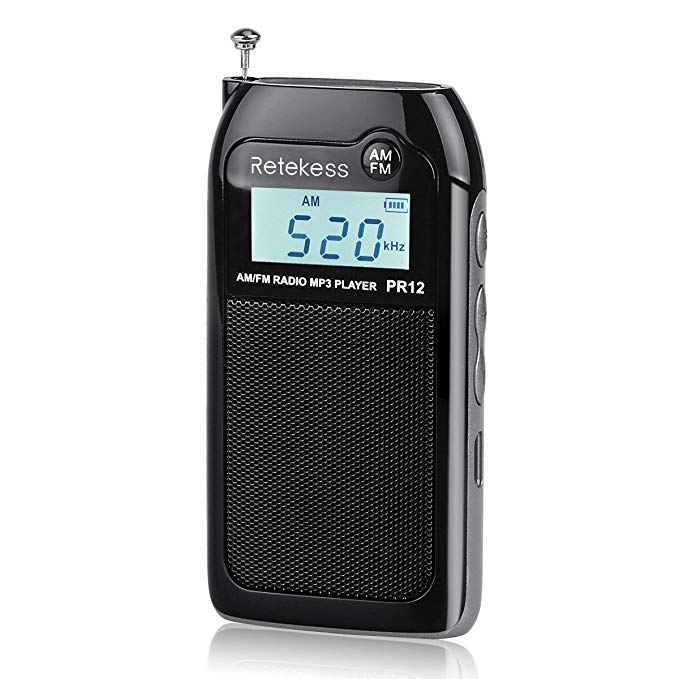 

Retekess PR12 Portable AM FM Radio Transistor DSP Digital Tuning MP3 Music Player Support TF Card with Rechargeable Battery for Walk Digital Tuning Radio Receiver MP3 Music Player