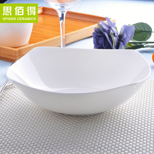

Pure White Bone China -7-9 Inch Deep Soup Plate Square Plate Western Plate Steak Plate Dish Ceramic Tableware Dish Rice Plate