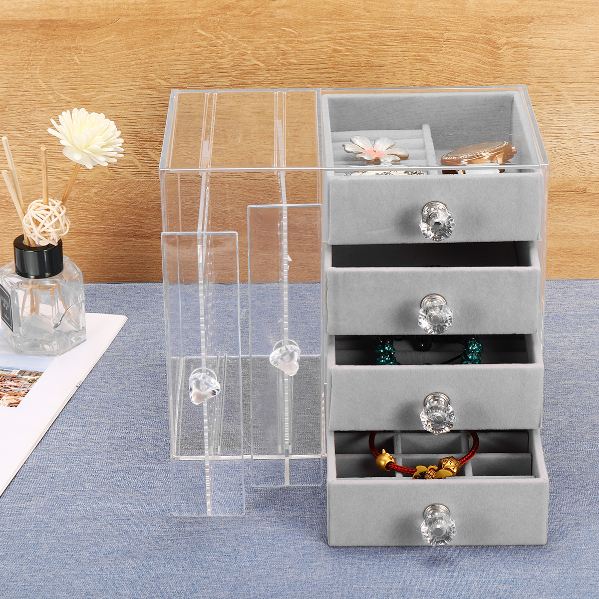 Find Acrylic Transparent Jewelry Boxes Organizers Earrings Display Stand Storage Box Drawers Design Earrings Jewelry Organizer For Home for Sale on Gipsybee.com with cryptocurrencies