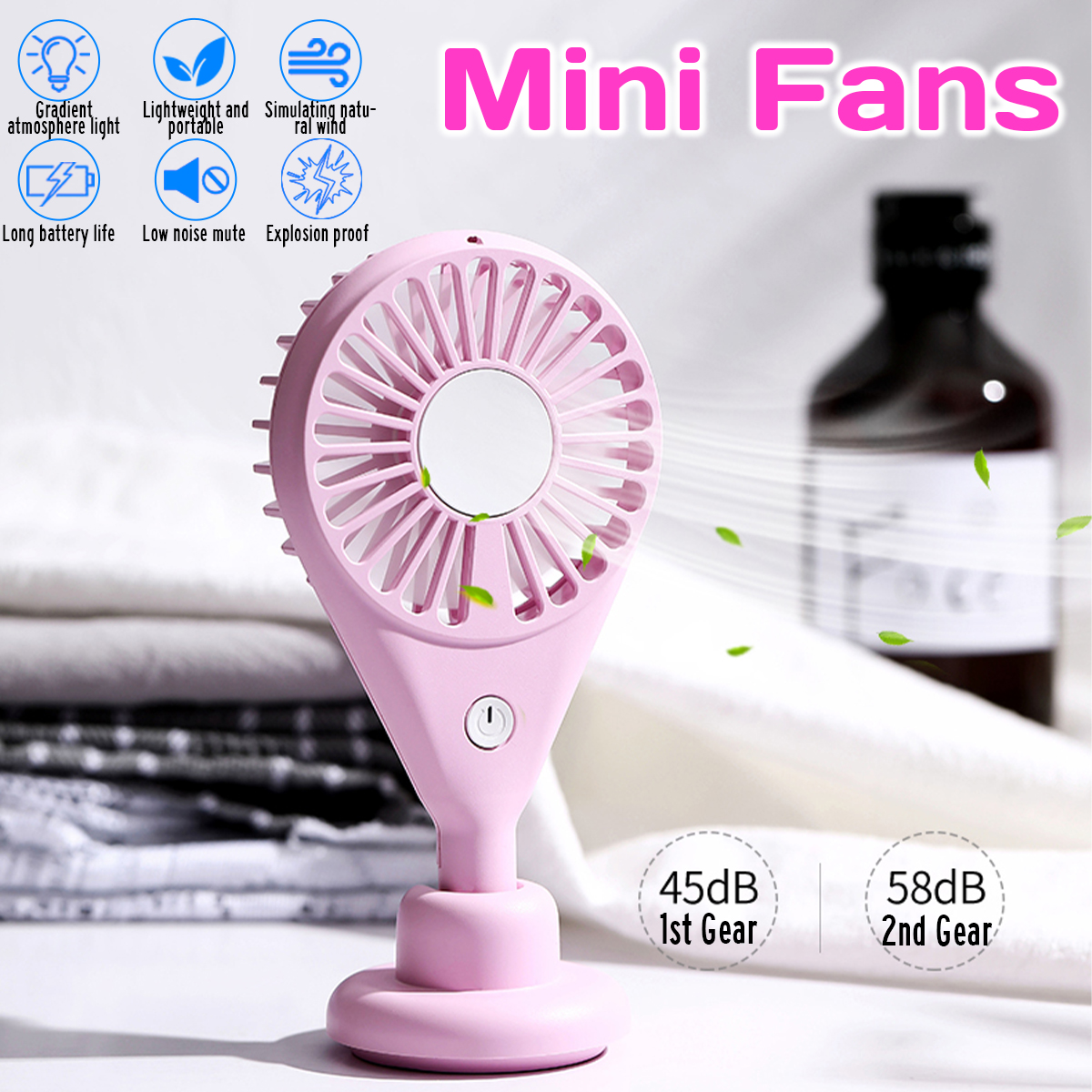 Portable Handheld Fan Mini Usb Charging Fan Night Light Mute Strong Wind Cooling Fan