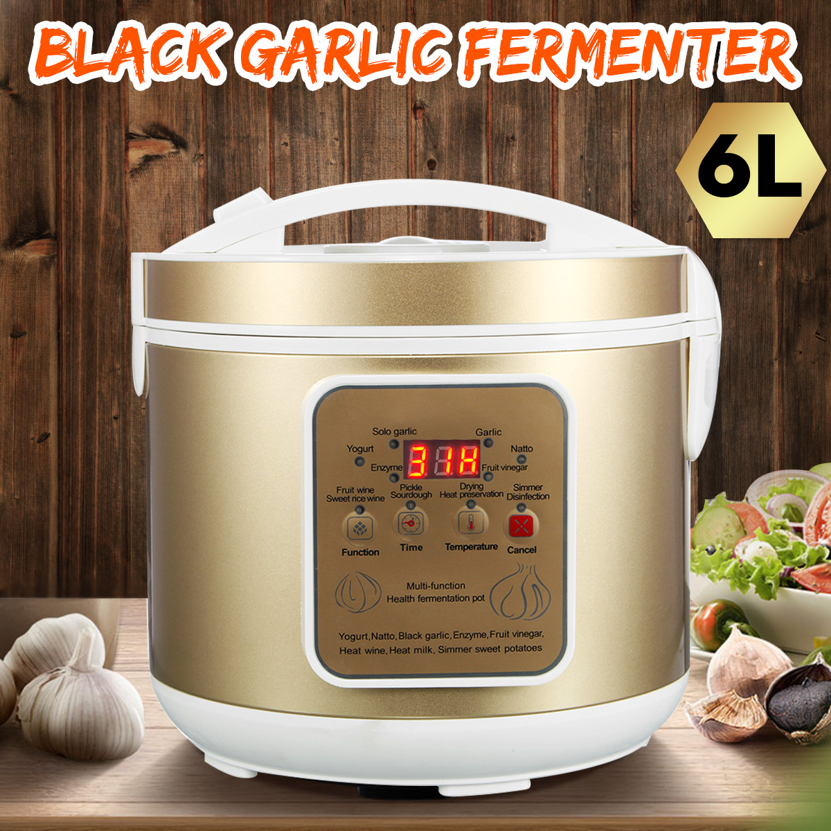 6L Large Capacity Automatic Black Garlic Fermenter Yoghurt Natto Maker Machine 13