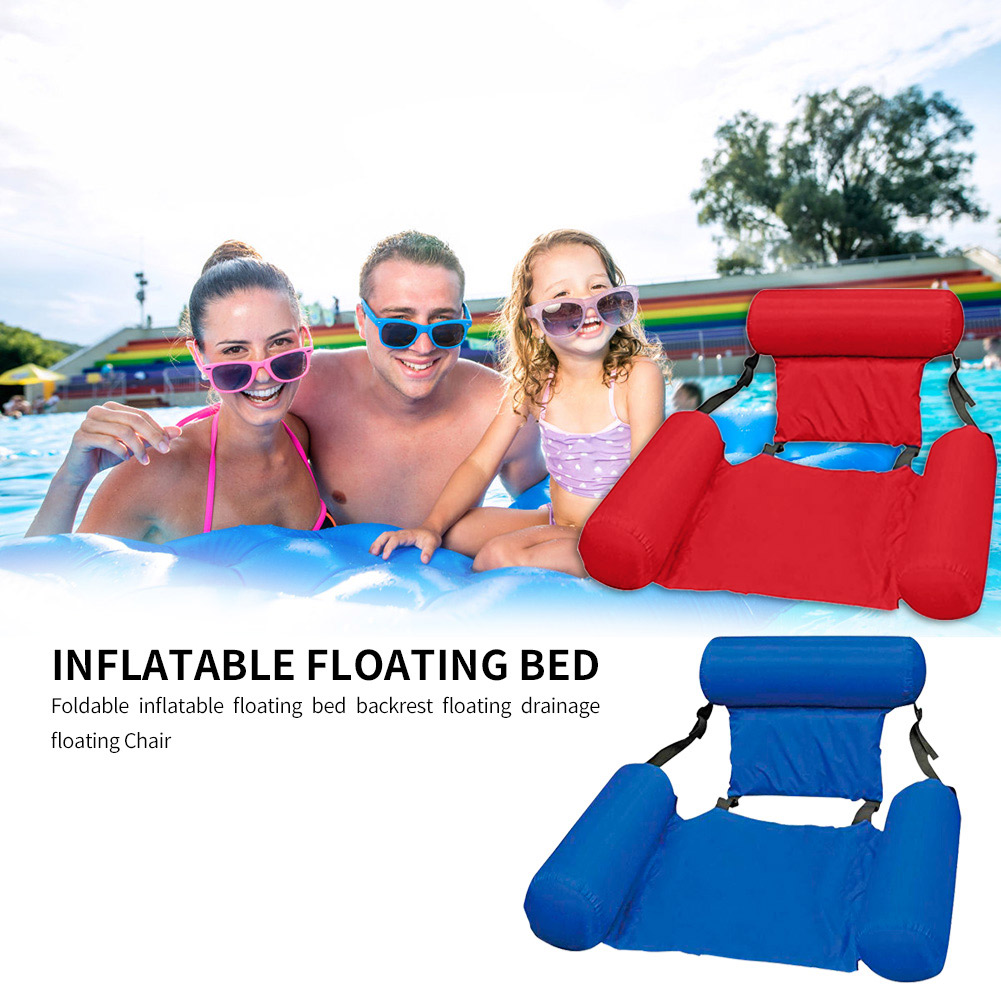 Water Lounge Chair Summer Swimming Inflatable Foldable Floating Row Backrest Air Mat Party Pool Toy 5